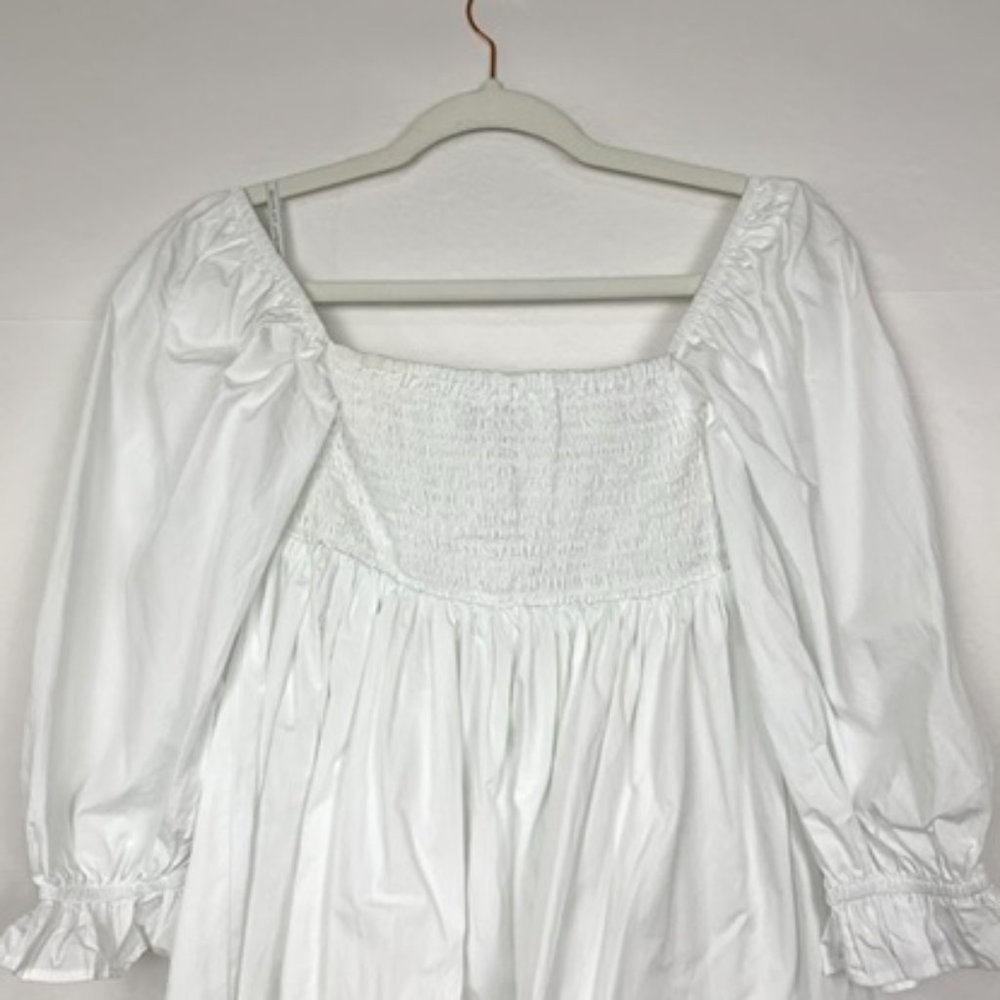 NWT Faithfull The Brand Arles Square Neck Puff Sleeve Mini Dress White Small - Picture 8 of 11